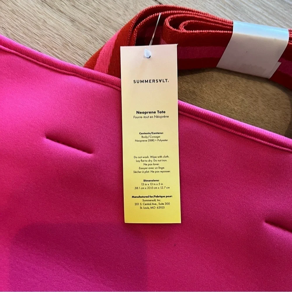 NWT Summersalt Neoprene Beach Tote in Pink/Red 13